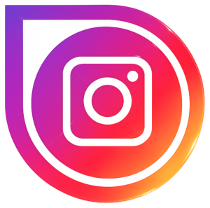 High quality Instagram gradient location pin icon with white camera logo and transparent background on maxi dress page