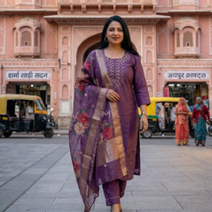 fancy cotton blend kurta set with dupatta OUTDOOR photoshoot elegant ethnic wear salwar suit for women