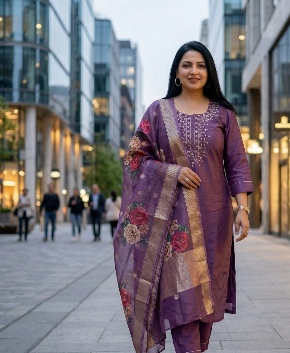 stylish women cotton kurta set with dupatta street style ethnic outfit daily ethnic wear salwar suit